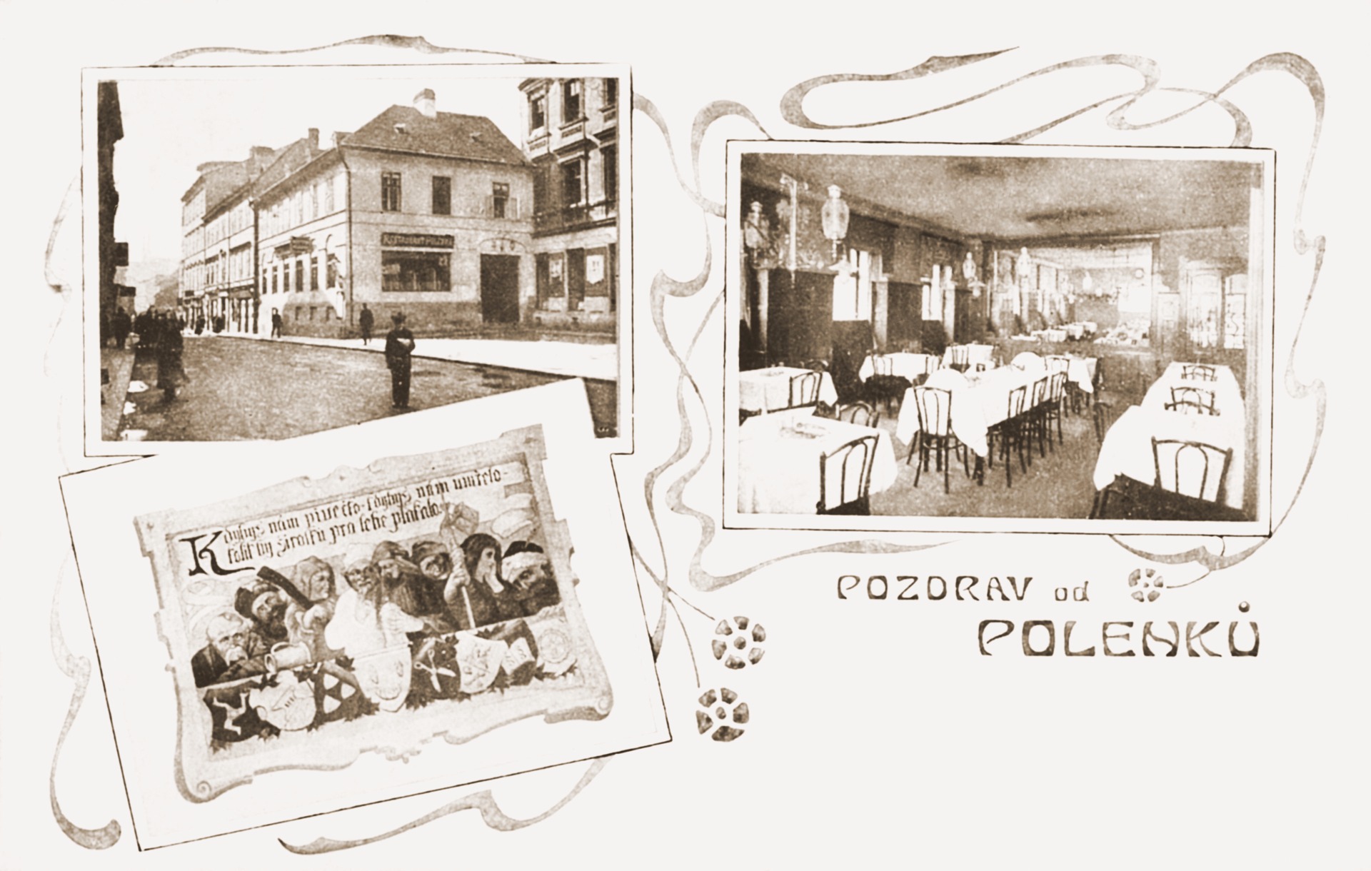 Greetings from U Polenků, historical postcard © Josef Filip Publishers