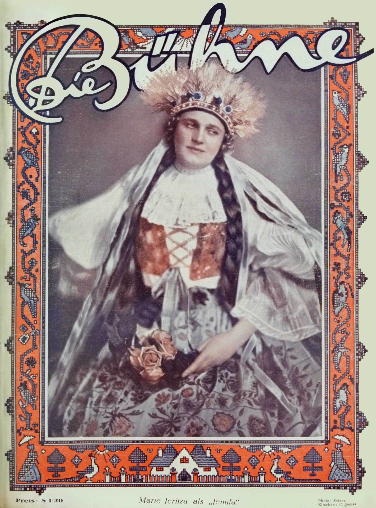 Maria Jeritza as Jenůfa in the premiere production at the Vienna Court Opera on 16 February 1918 on the title page of the magazine Die Bühne © Moravian Museum