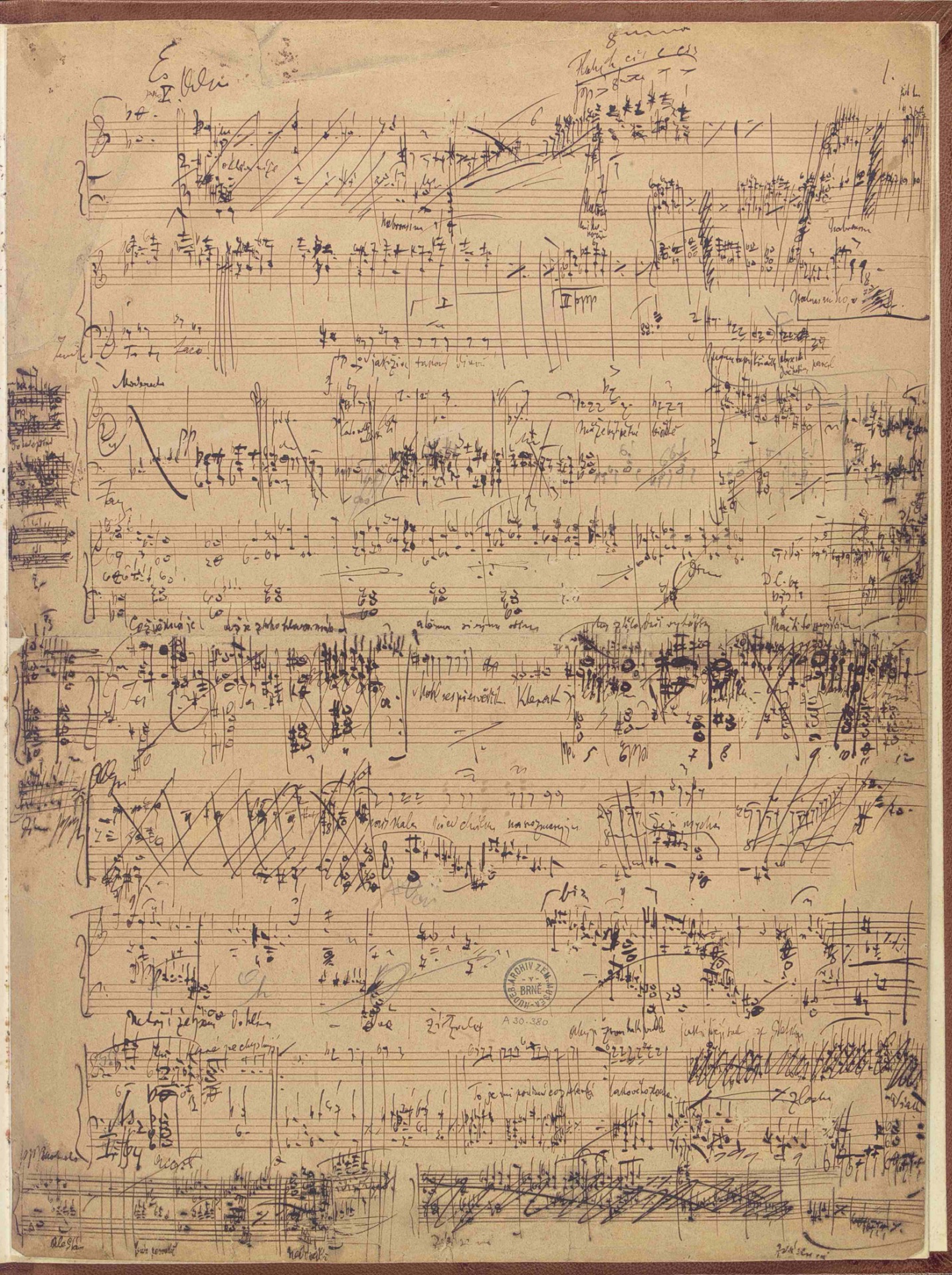 The only surviving sketch for the opera Jenůfa – Janáček destroyed the autograph manuscript © Moravian Museum