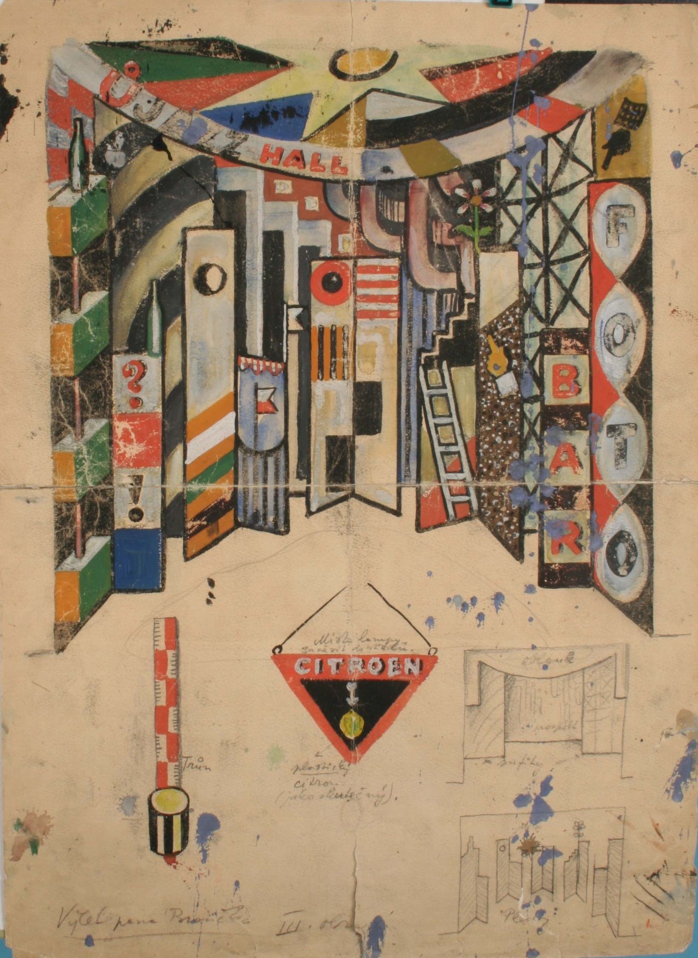 Josef Čapek’s set design for the Brno staging of The Excursion of Mr Brouček to the Moon in 1926 © Moravian Museum