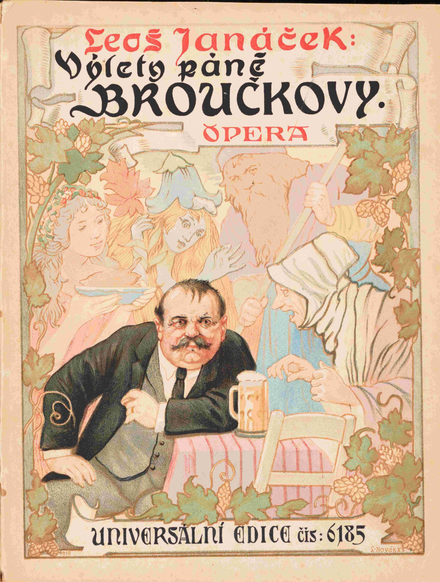 Title page of the piano-vocal score of the opera Excursions of Mr Brouček