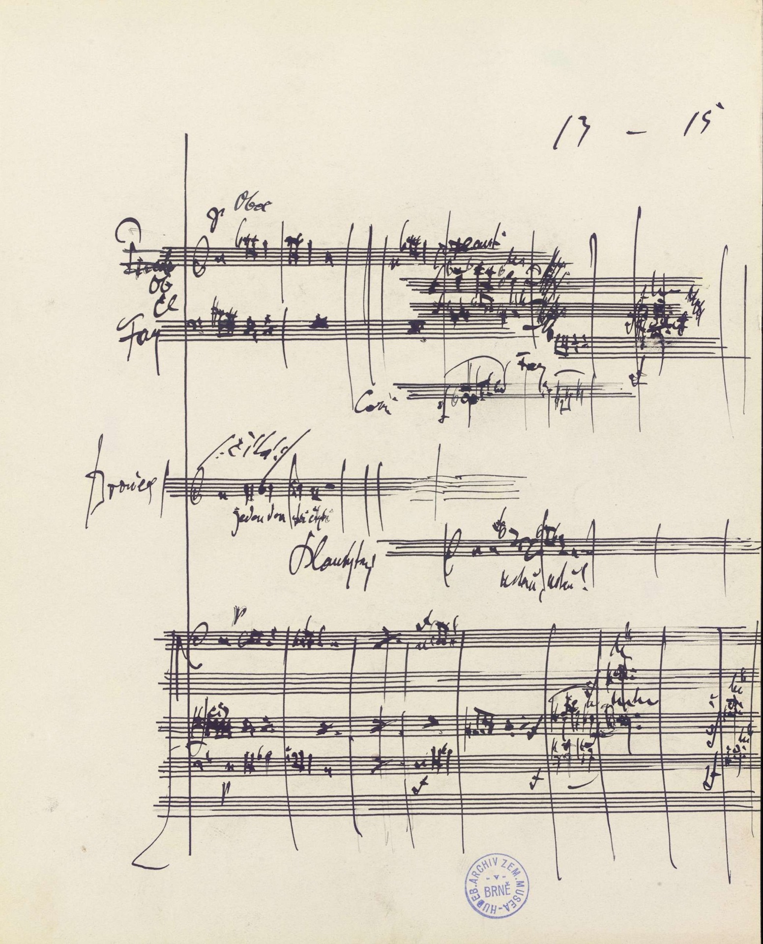 A page from Janáček's autograph of the opera The Excursion of Mr Brouček to the Moon © Moravian Museum